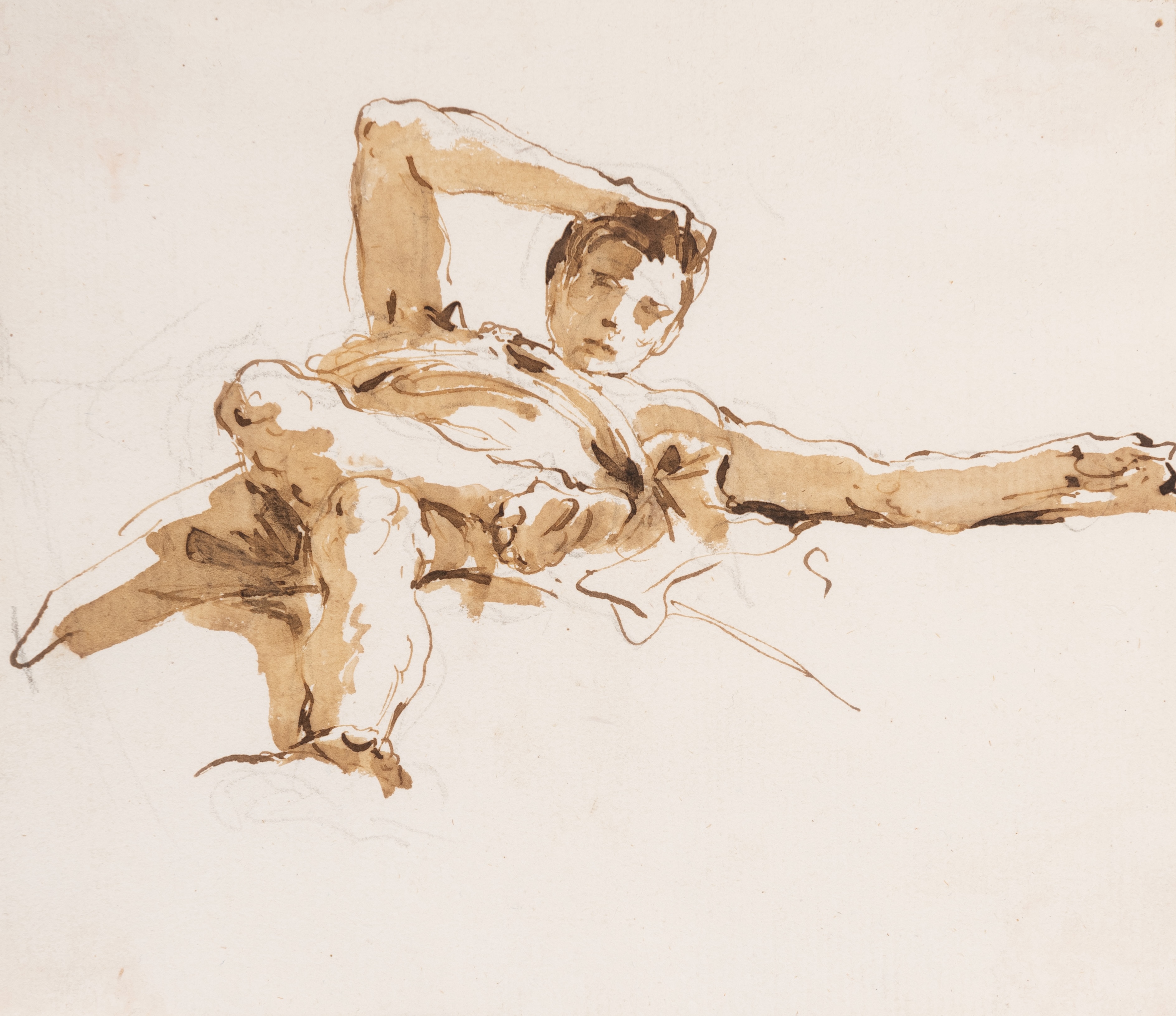 A Study for a Ceiling: A Seated Draped Figure, Seen from Below
